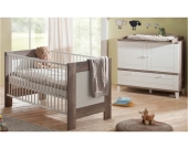 Babyzimmer Spar-Set: Babybett und Wickelkommode, »Bella«, in wildeiche trüffel/ weiß matt